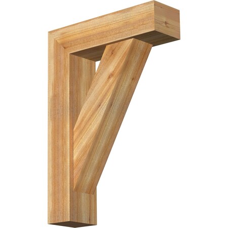 Ekena Millwork Traditional Block Rough Sawn Bracket w/ Offset Brace, Western Red Cedar, 8"W x 28"D x 40"H BKT0806X28X40TRA05RWR